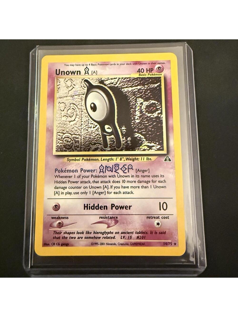 Unown A - 14/75 - Holo Rare - Neo Discovery - Pokemon Card - LP